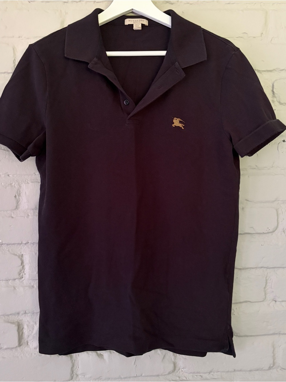 Burberry Men's Black Polo with Gold Logo